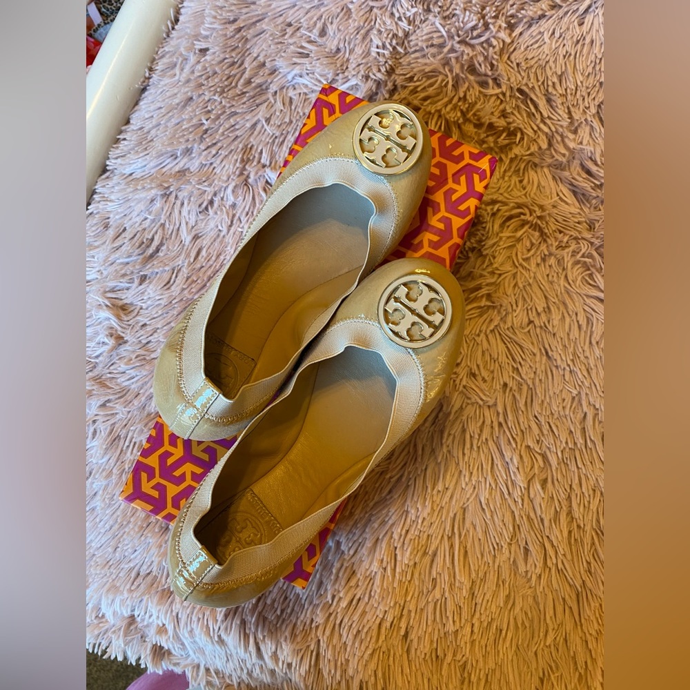 Tory Burch Caroline Ballet Flats, Napak/Elastic, Camellia Pink